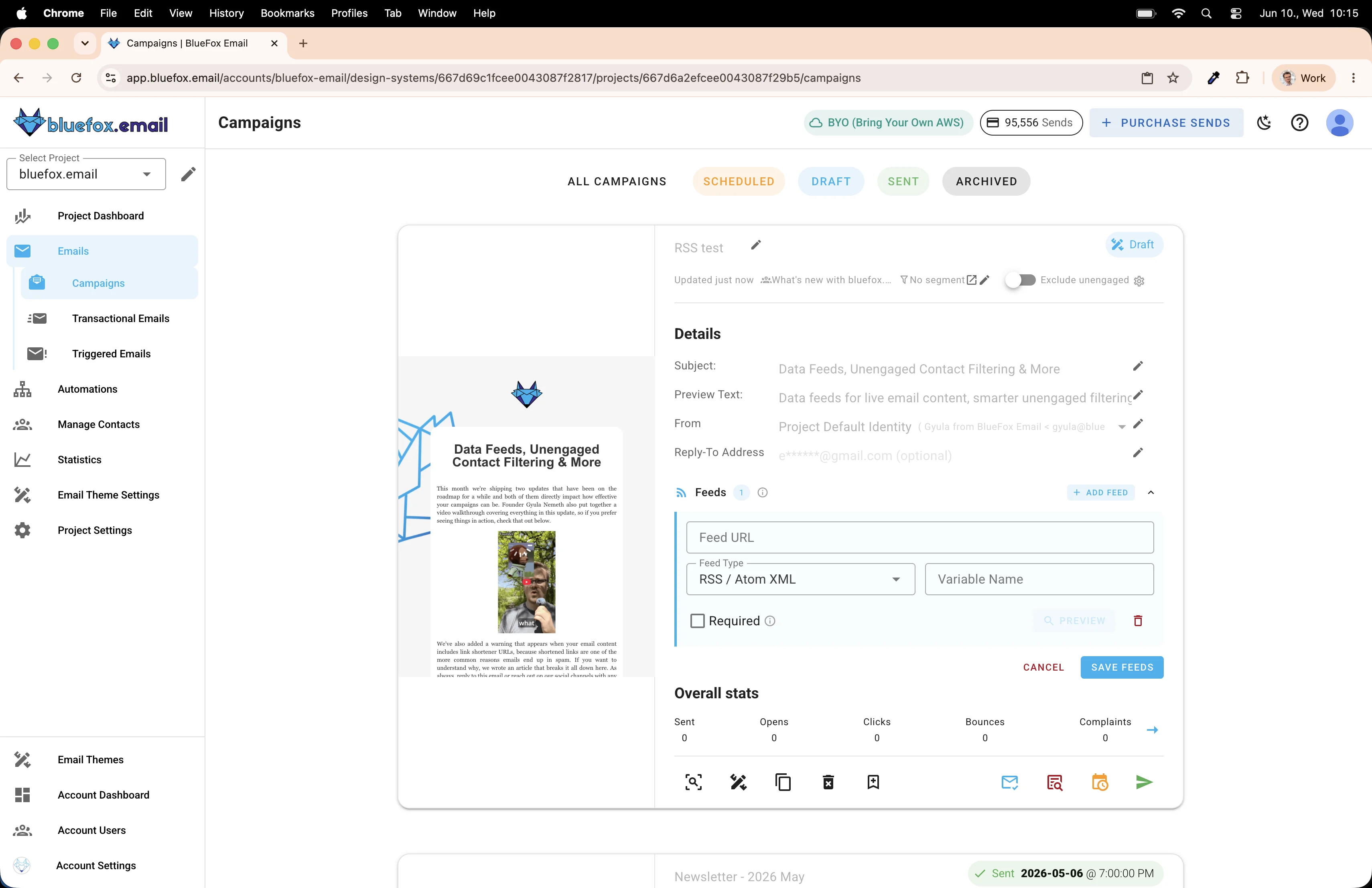 Add feed opened