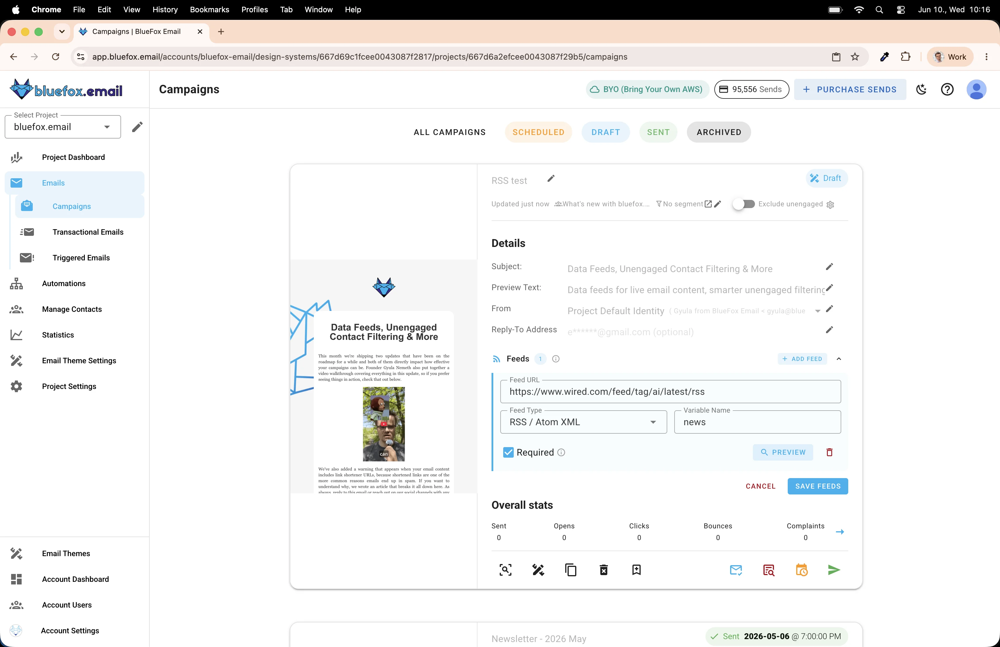 Fill in feed details