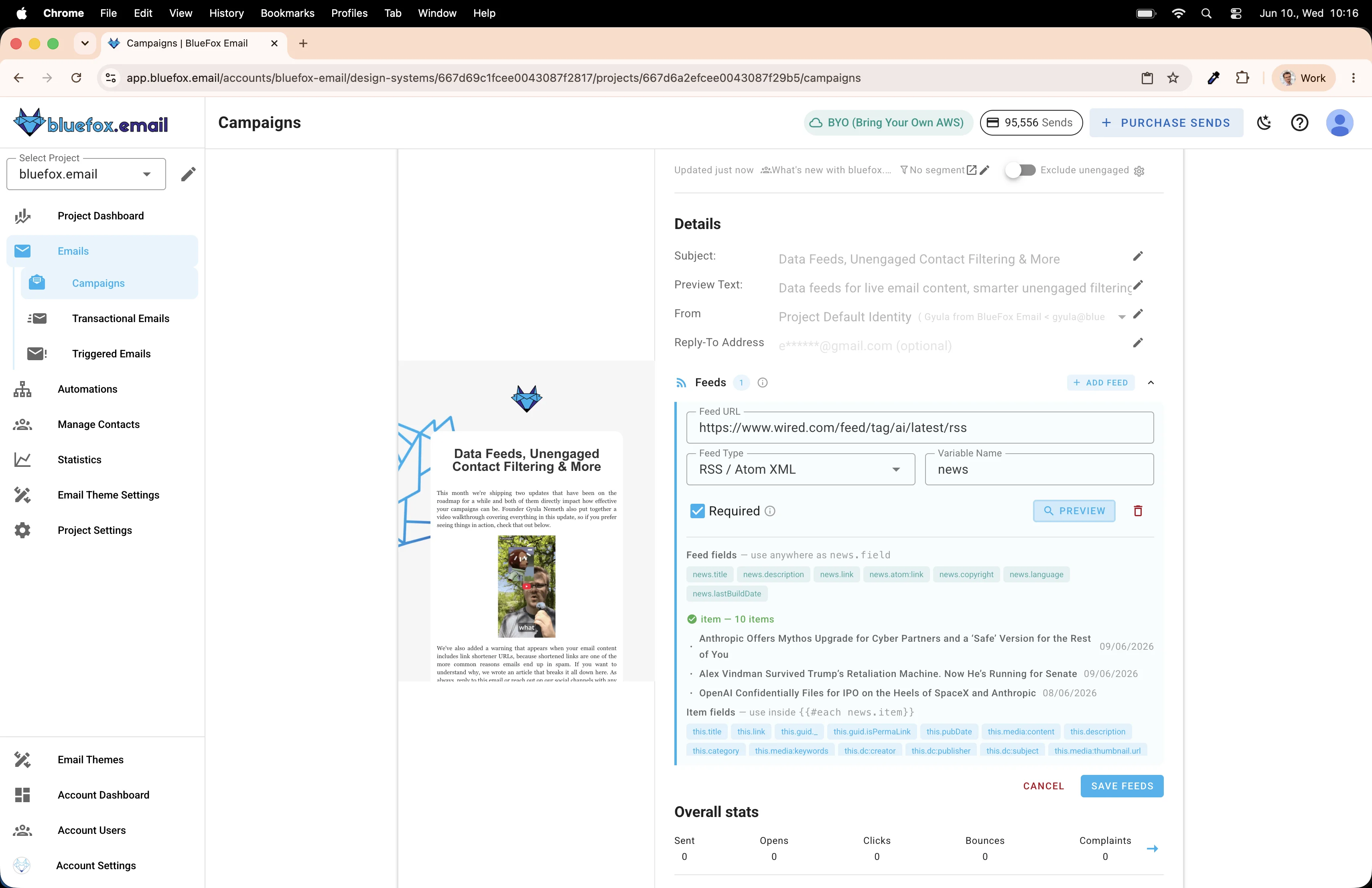 Preview feed