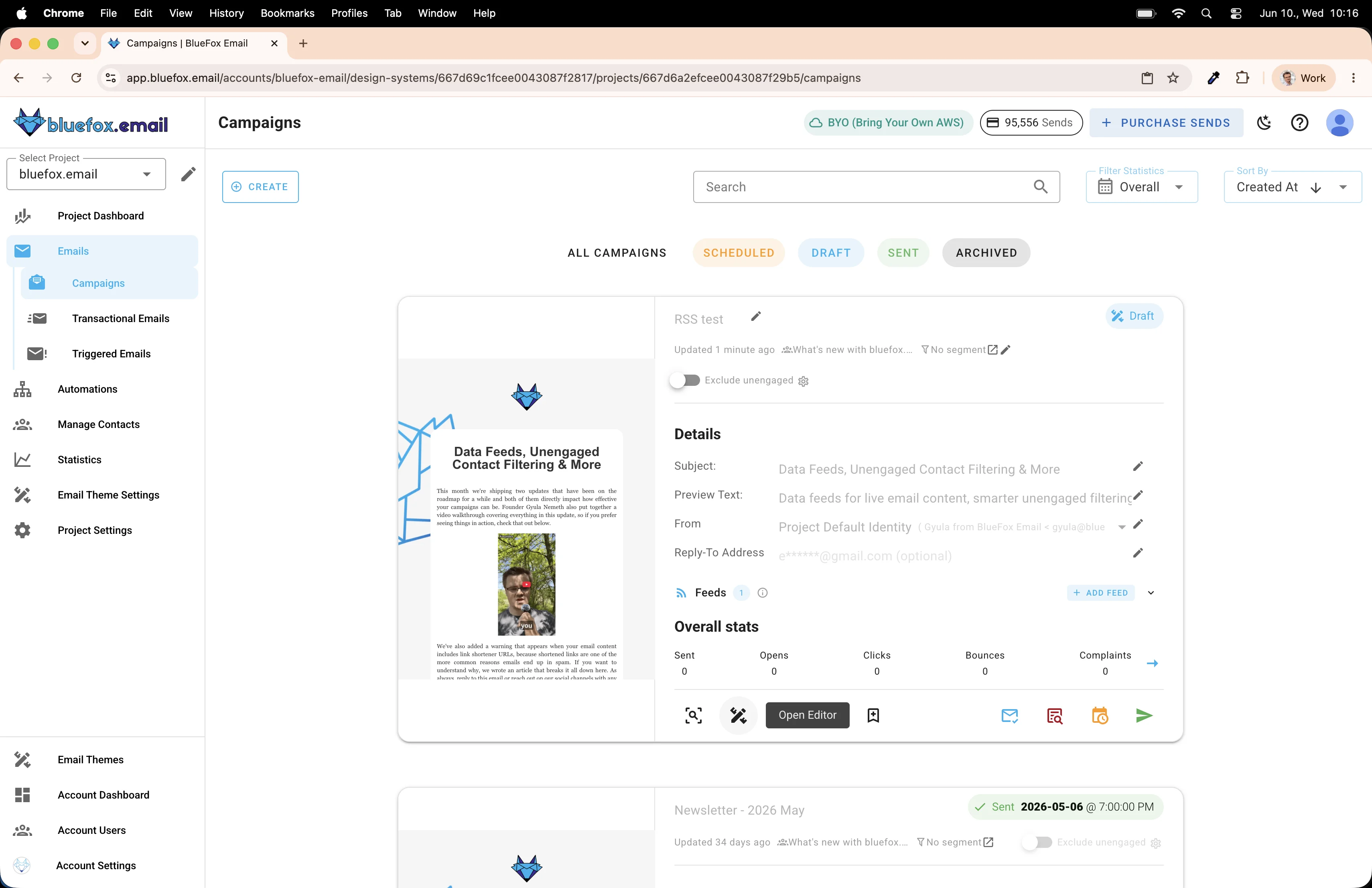 Open editor highlighted