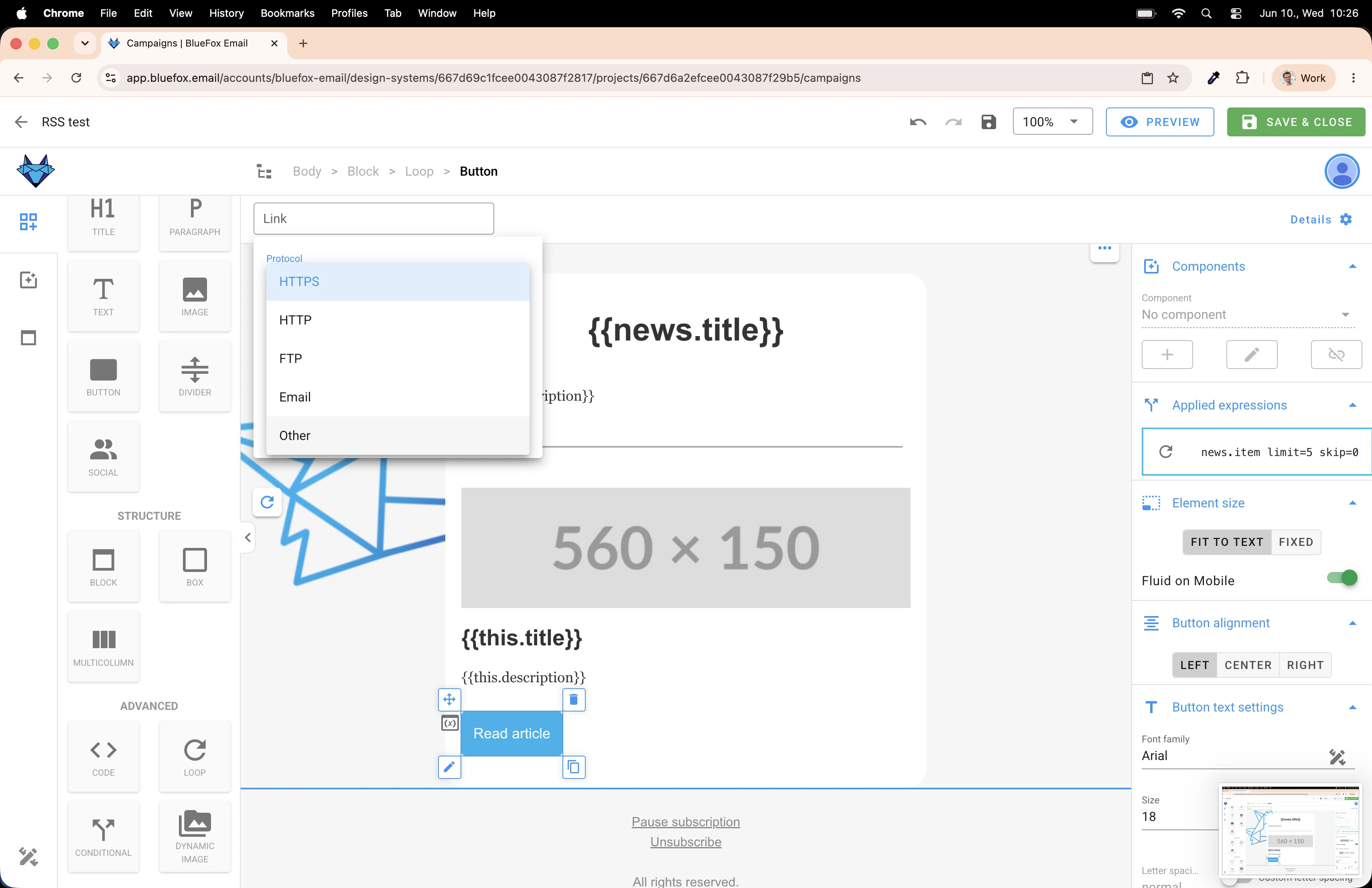 Set link protocol to other