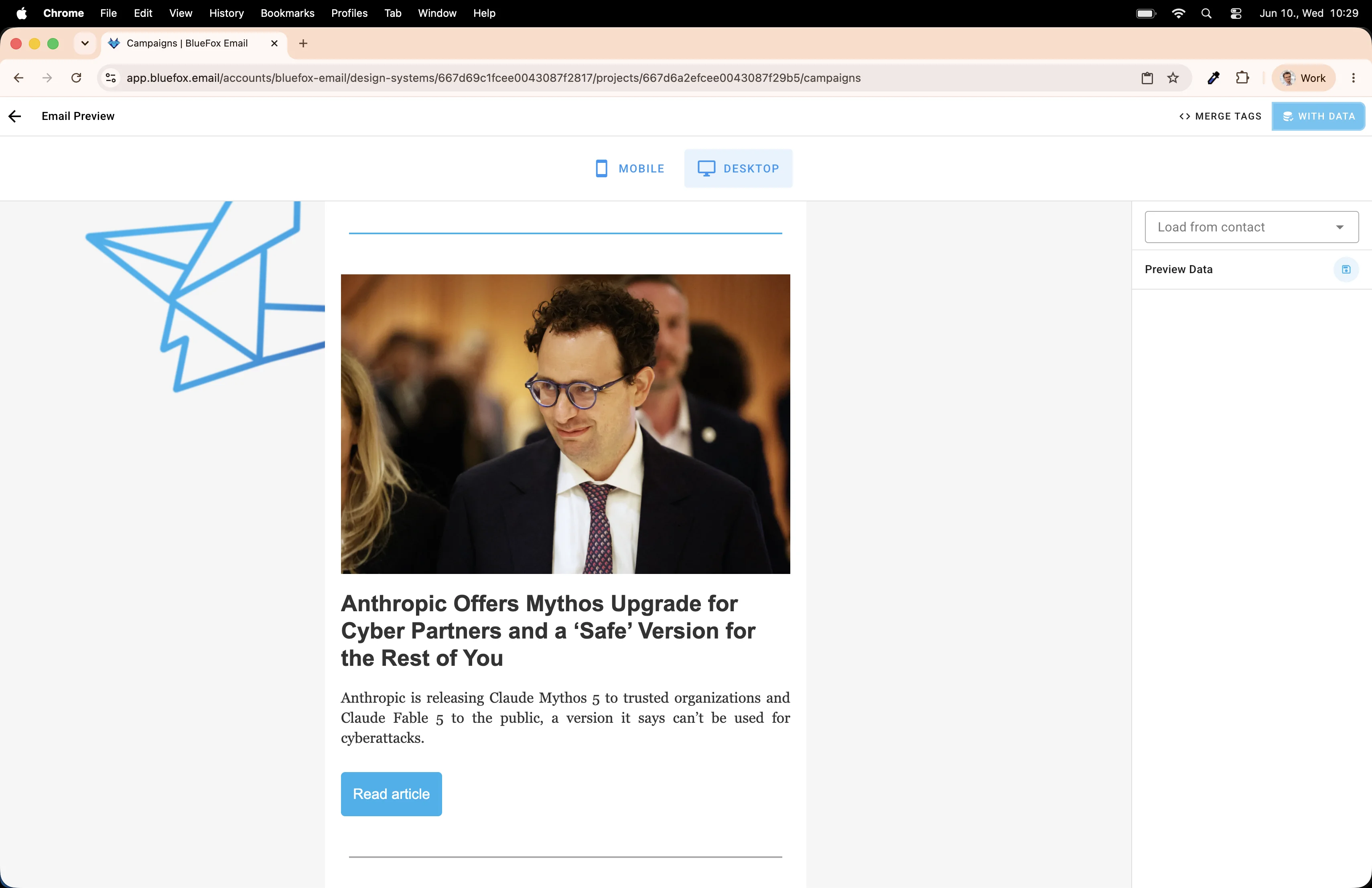 Preview with data with button and dividers