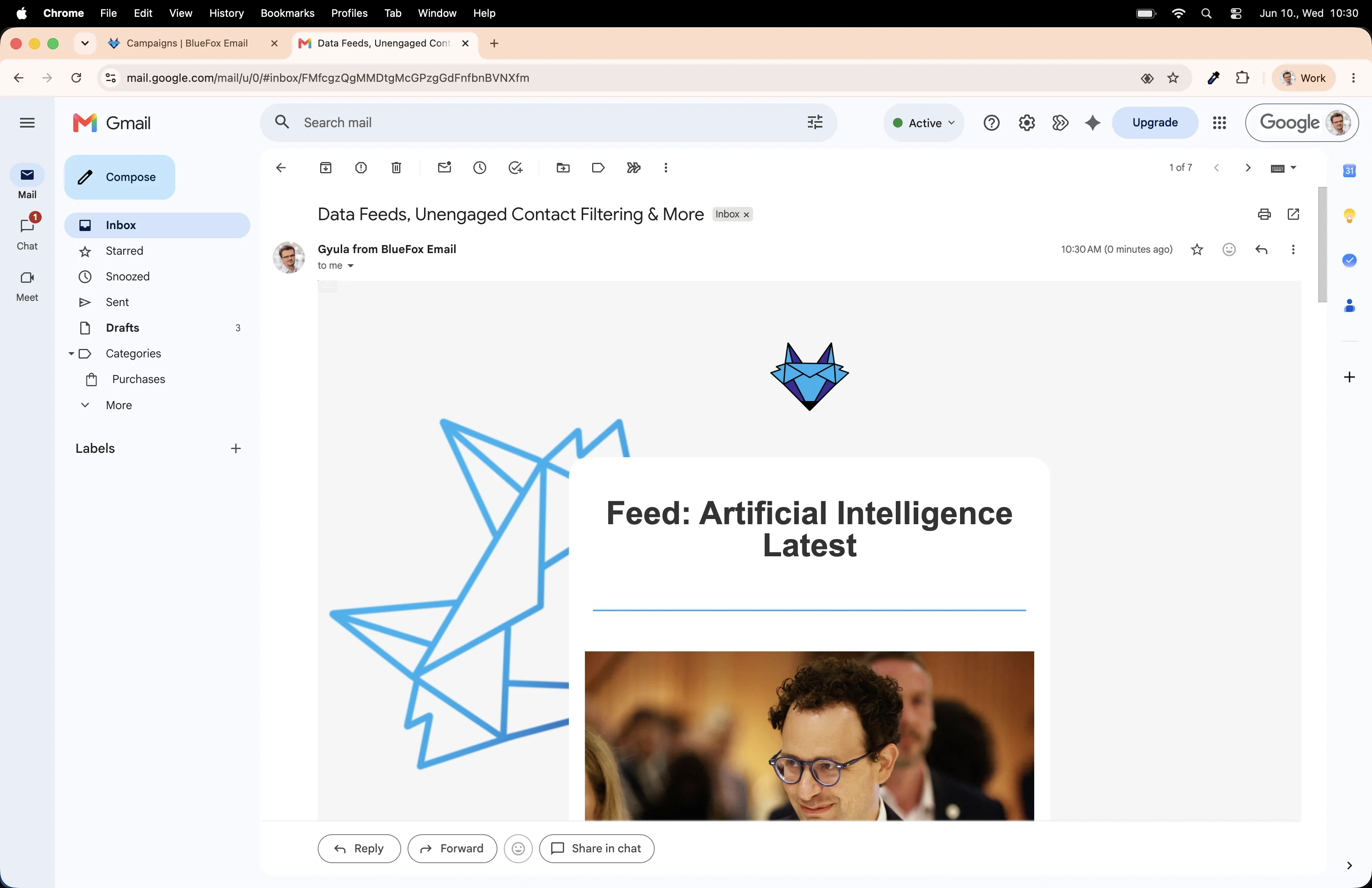 Check it in your inbox