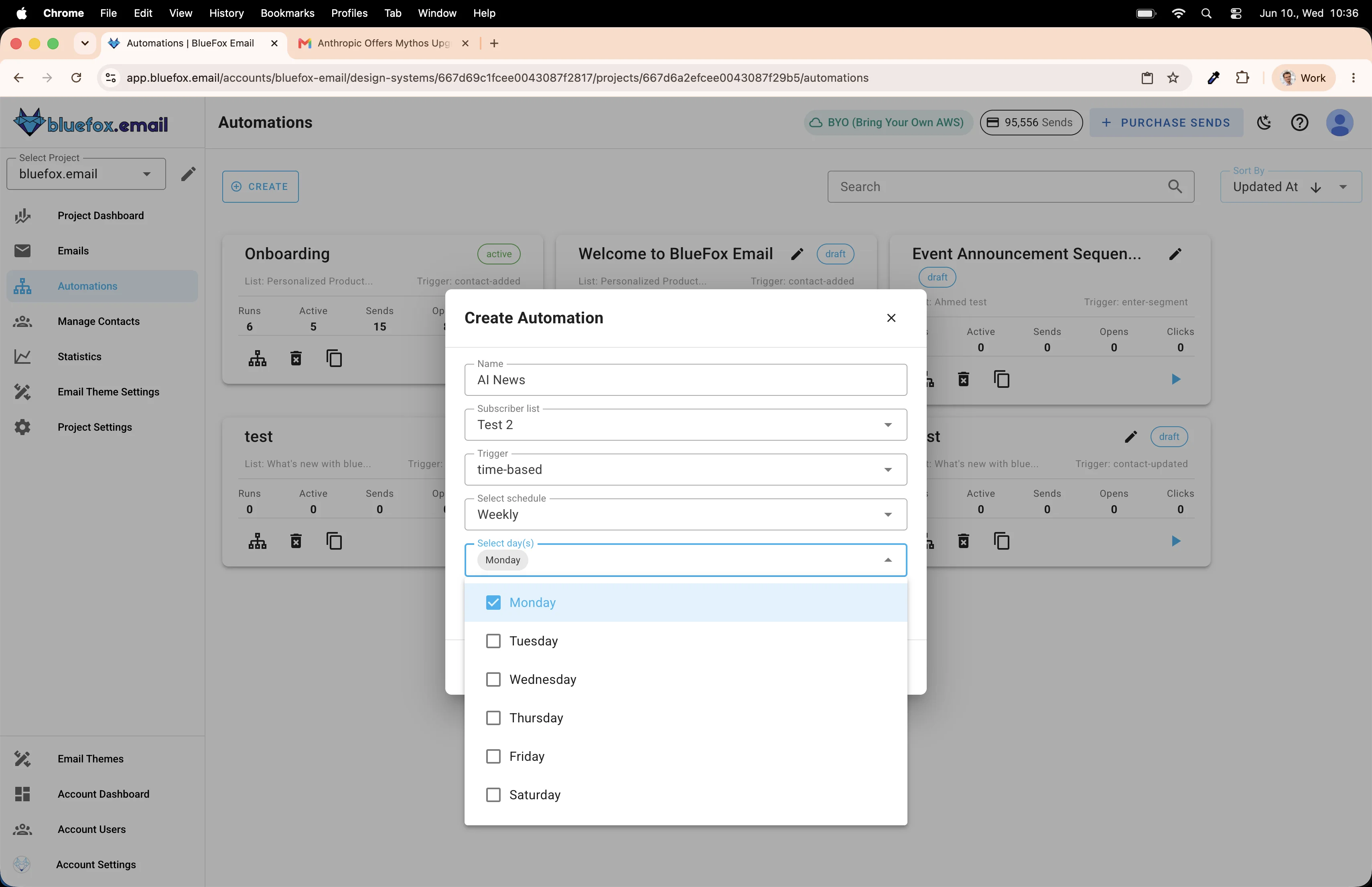 Create automation with time based trigger weekly on mondays