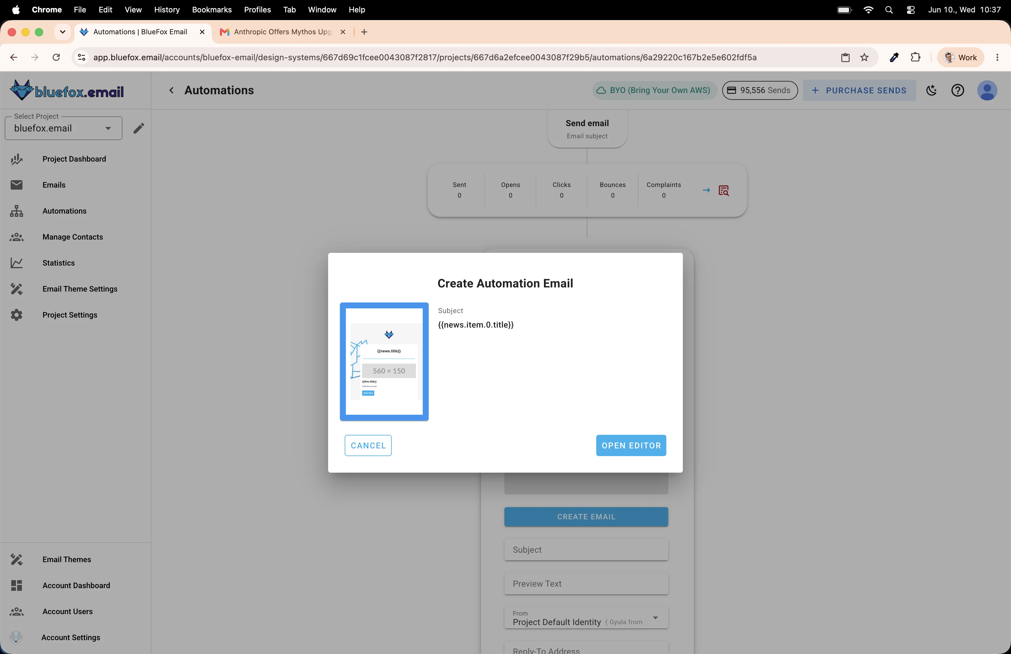 Automation editor click on open editor