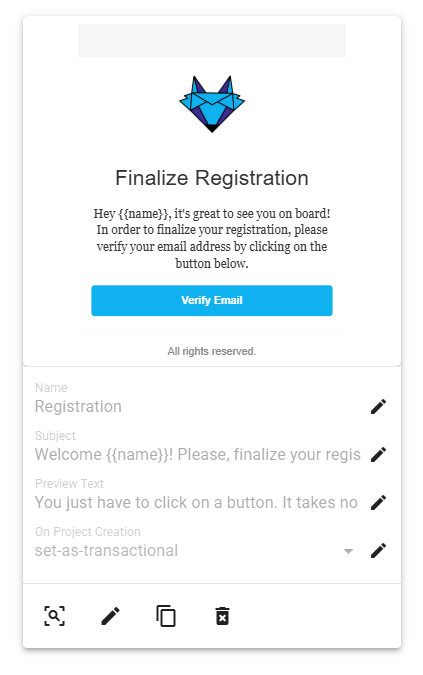 A screenshot of the design system template card.