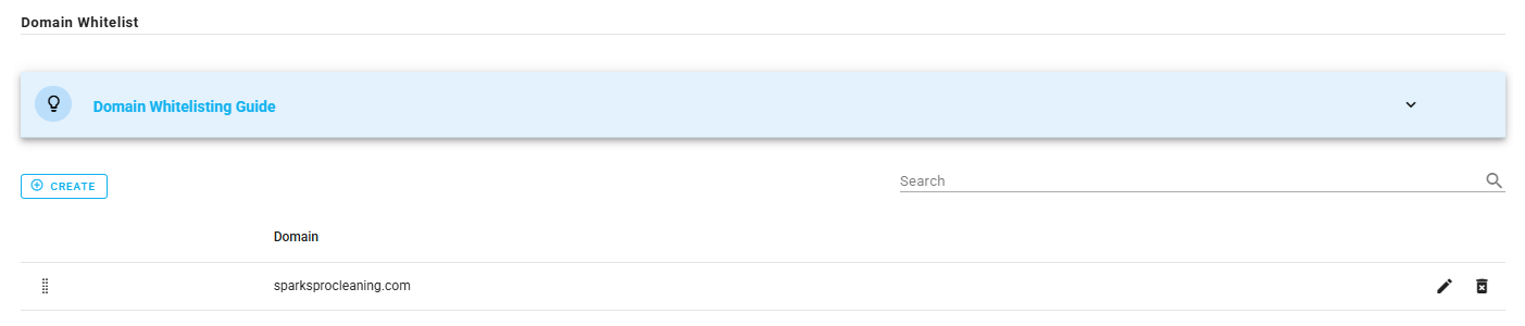 Domain Whitelist Settings