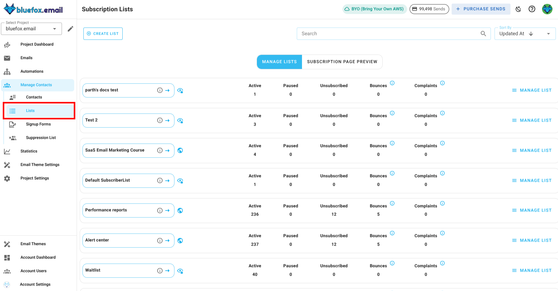 Subscription preferences page - manage subscription preferences button.