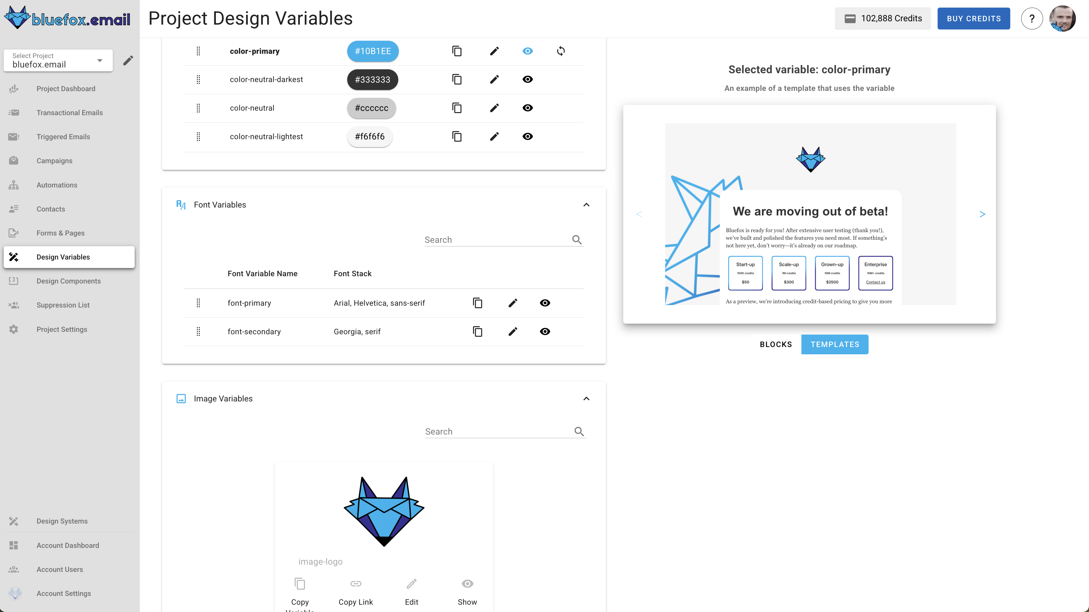 Customizing the email design system in BlueFox Email