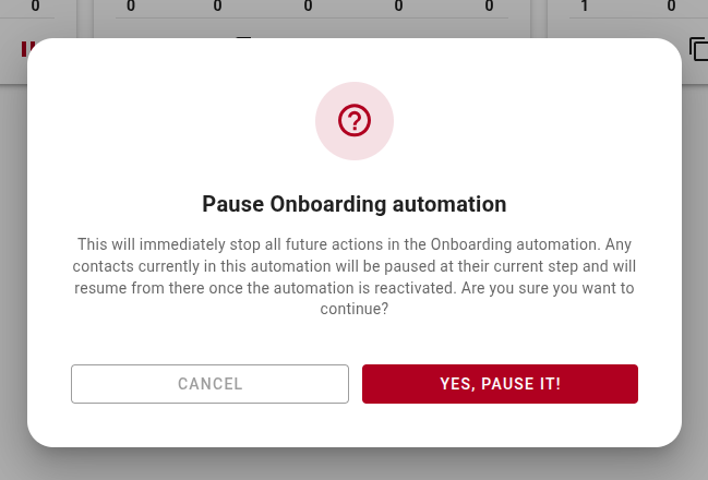 Automation pause confirmation dialog Icon