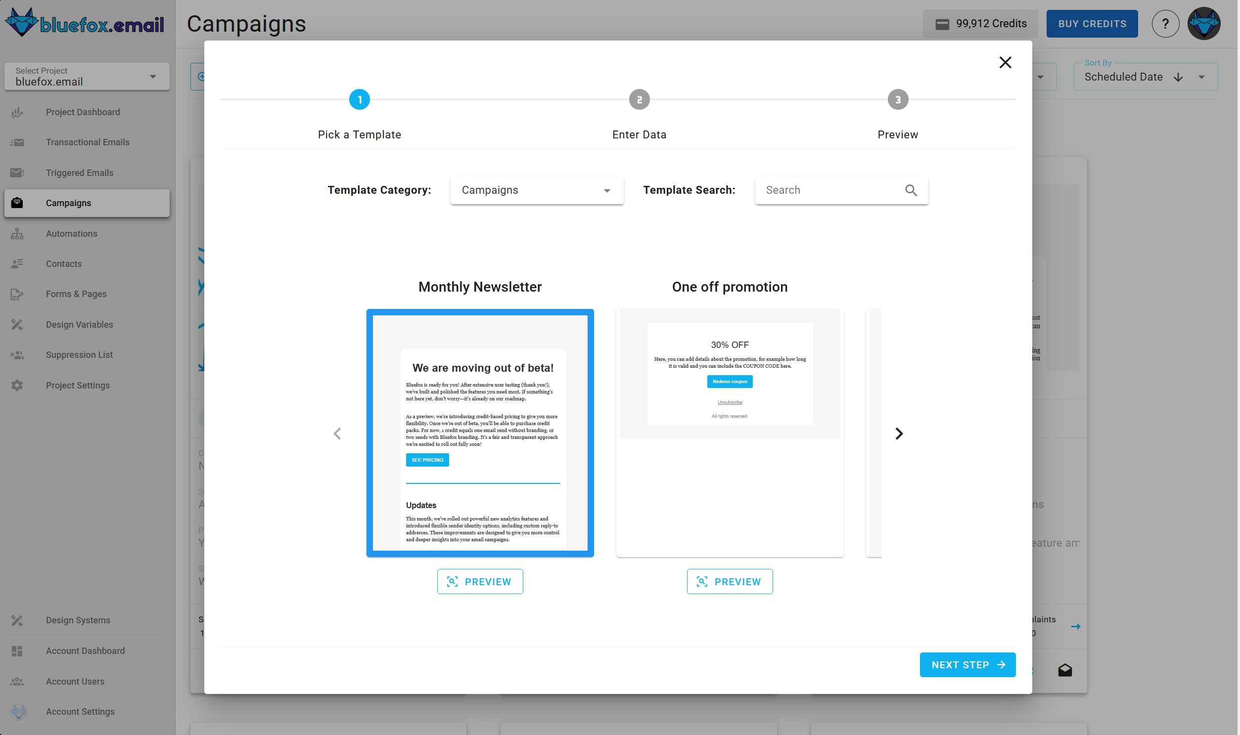 A screenshot of a project's campaigns - create: enter data.