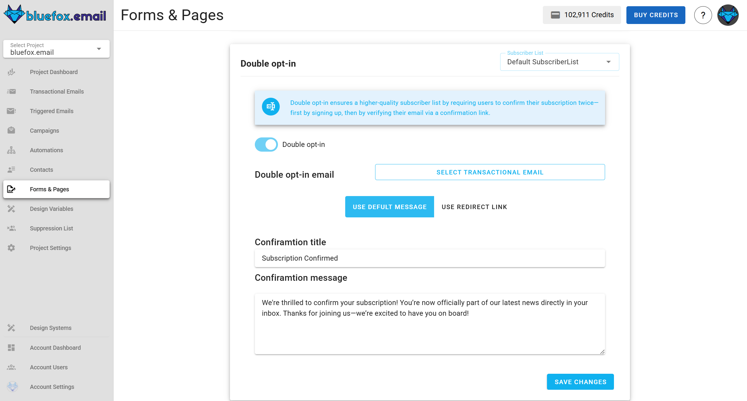 Screenshot of the subscriber lists manage active double opt-in page