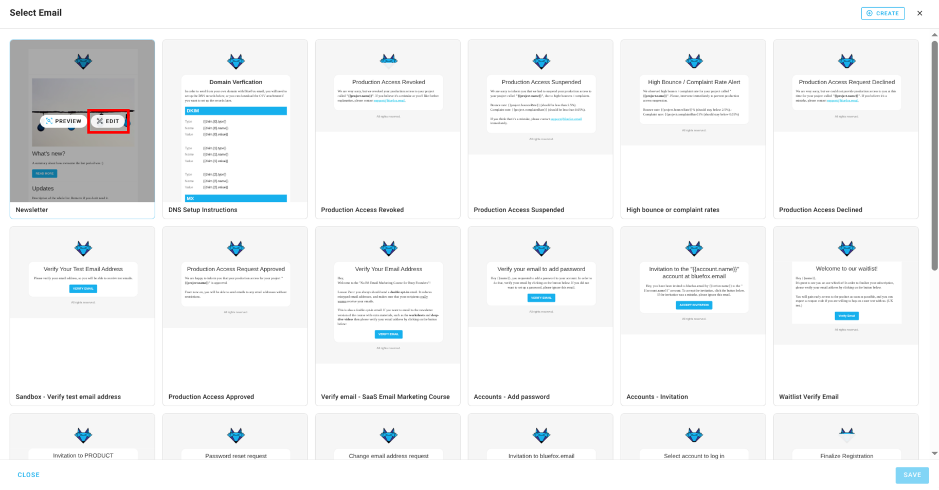 Screenshot of the transactional email editor with verify link merge tag