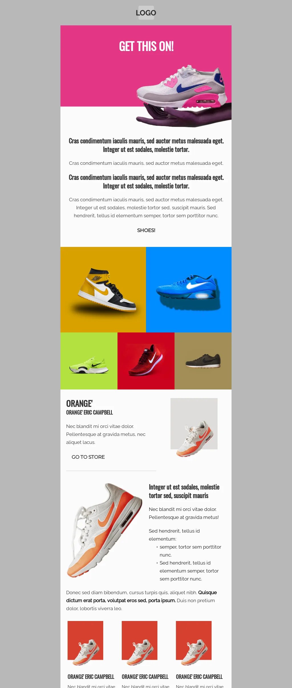 Ecommerce shoes product promotional email template